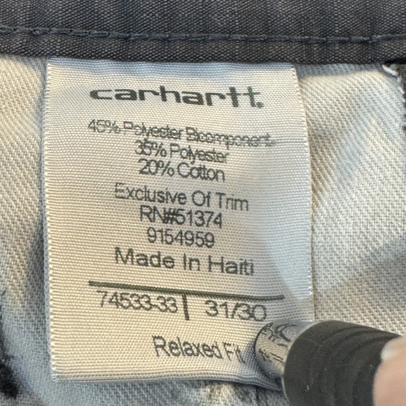Carhartt Pants Mens 31x29 Gray Ripstop Relaxed Fit Workwear Utility Zip Pocket - Picture 7 of 10